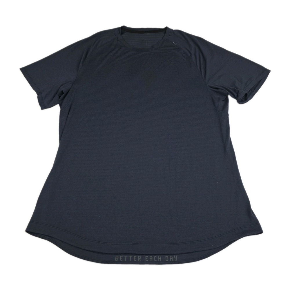 Lululemon Mens XL Navy Blue Better Each Day Textured Athletic Short Sleeve Shirt